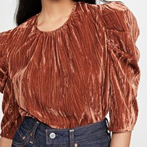 WAYF | NWT Burnt Orange Greyson Puff Sleeve Top in Cinnamon Velvet Size XXL